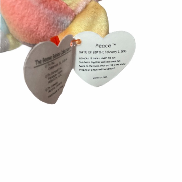 Ty Beanie Babies Peace The Bear Plush - Picture 3 of 3